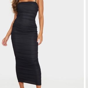 NWT black rouched midi dress